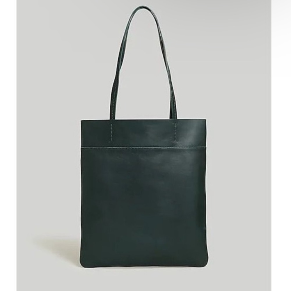 NWT Madewell The Magazine Leather Tote Bag in Ancient Forest Green